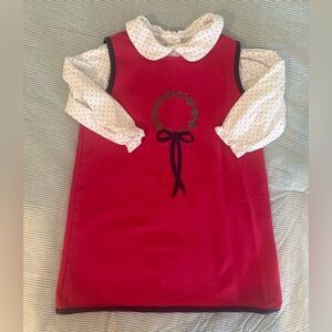 TBBC Pink Holiday Dress with Polka Dot Peter Pan Top